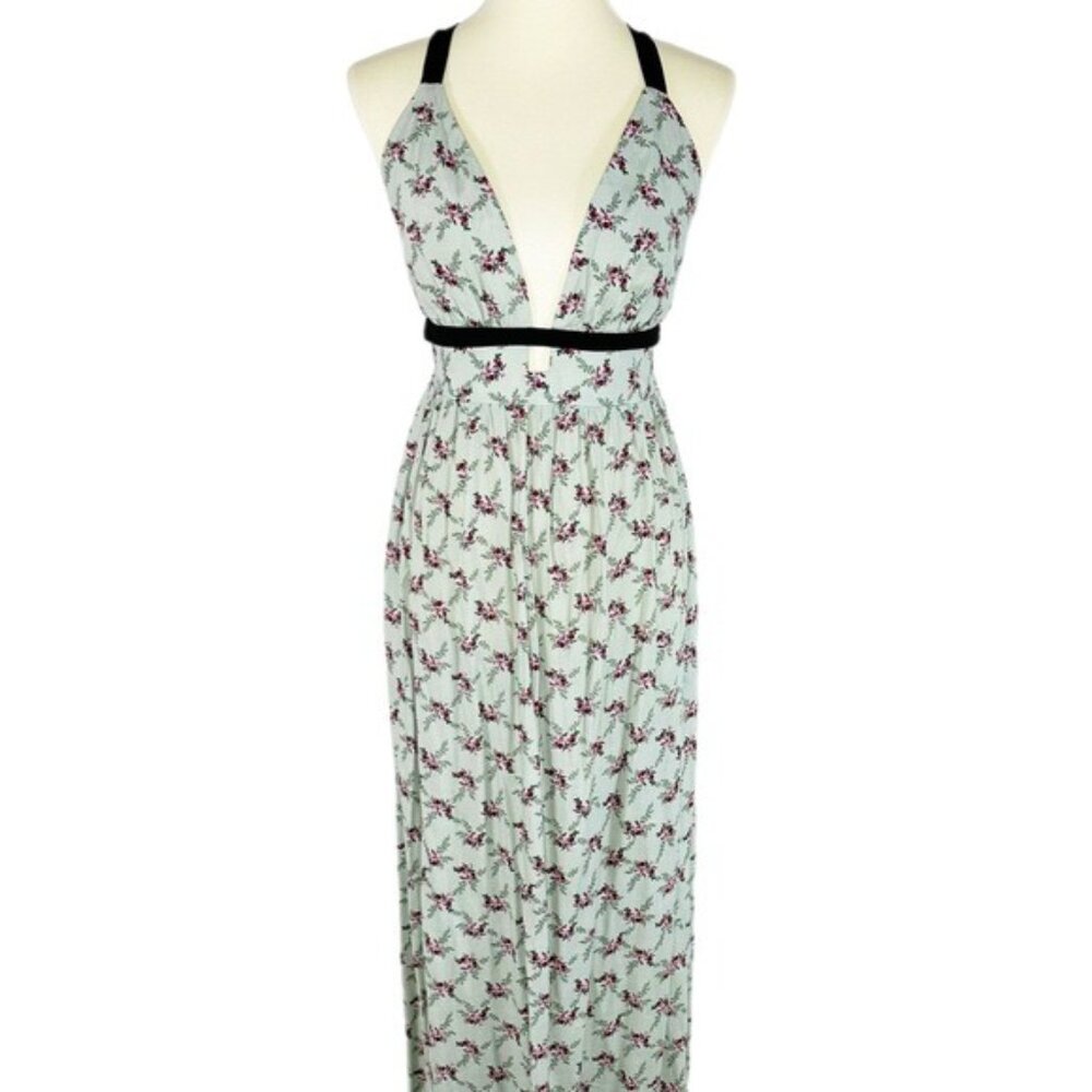 Wayf Longline Floral Print Halter Maxi Dress Size M